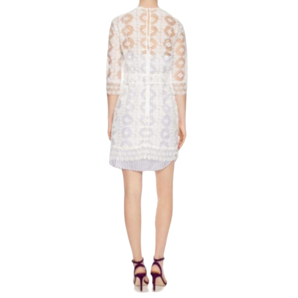Sandro Paris Isabelle Floral Embroidered Lace Mini Dress Small NEW Striped Slip - Picture 9 of 16